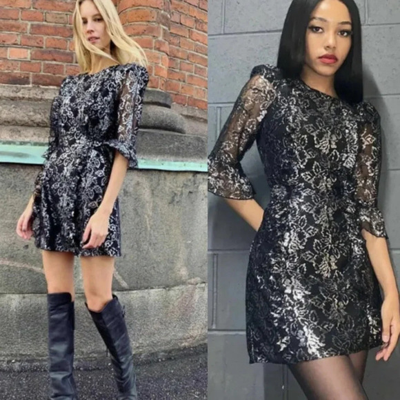 The Vampire's Wife Mystique Dress by H&M Black Silver Sz Small - Picture 1 of 8